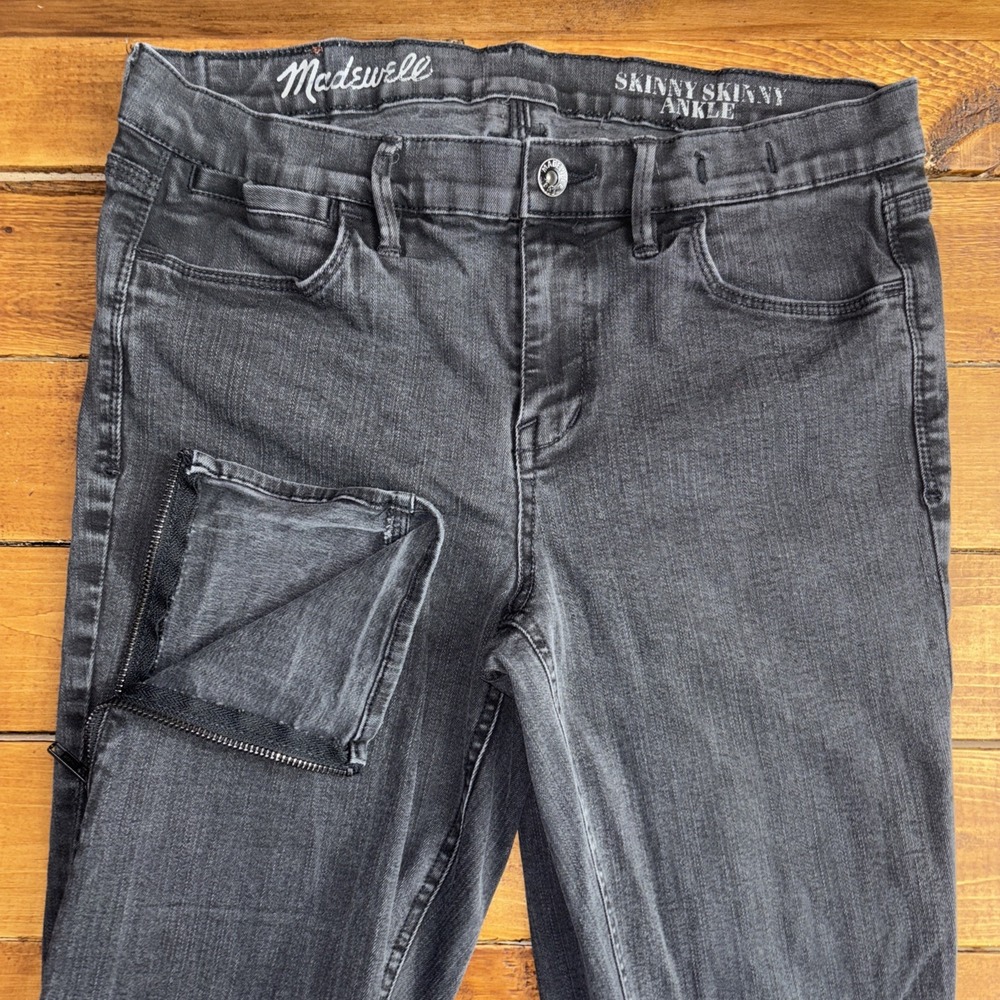 Madewell Skinny Skinny Ankle Jeans Womens 31x27 Black Zipper Hem Dark Wash Denim